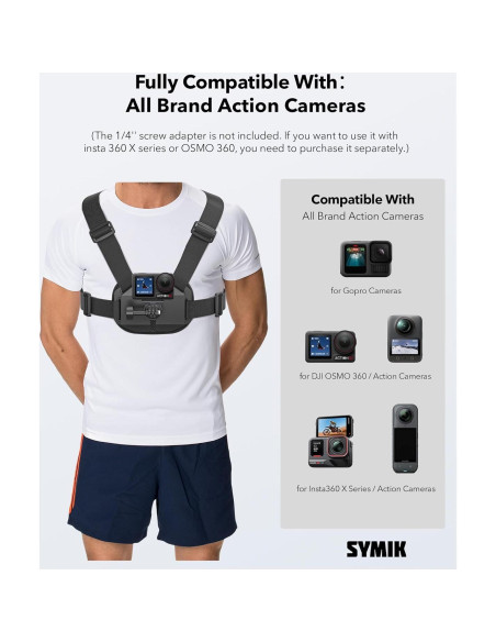 Arnés de Montaje en el Pecho SYMIK Ajustable para GoPro y DJI