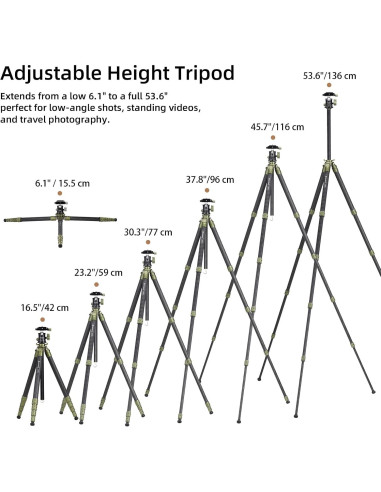Trípode de Viaje Cayer CH35 de Fibra de Carbono 8 kg