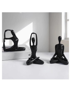 Conjunto de 3 Estatuas de Yoga Negras Ni-JASW - Resina