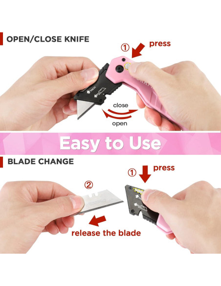 Cuchillo Utilitario Plegable WORKPRO Rosa con 10 Cuchillas Cuchillo Utilitario Plegable WORKPRO Rosa con 10 Cuchillas