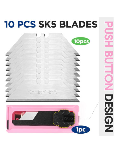 Cuchillo Utilitario Plegable WORKPRO Rosa con 10 Cuchillas Cuchillo Utilitario Plegable WORKPRO Rosa con 10 Cuchillas