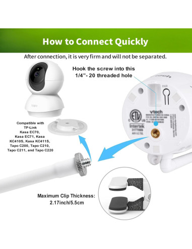 Soporte Flexible para Cámara TP-Link Tapo C200/C210/C220 - Sin Herramientas