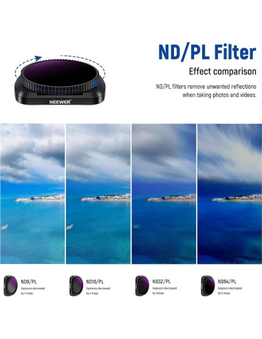 Kit de Filtros Magnéticos Neewer para DJI Osmo Pocket - 8 Piezas ND4 ND8 ND16 CPL