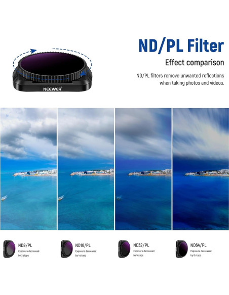 Kit de Filtros Magnéticos Neewer para DJI Osmo Pocket - 8 Piezas ND4 ND8 ND16 CPL