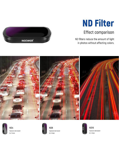 Kit de Filtros Magnéticos Neewer para DJI Osmo Pocket - 8 Piezas ND4 ND8 ND16 CPL