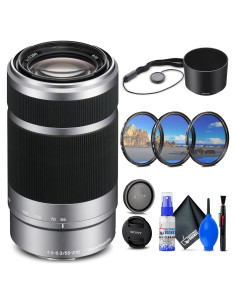 Lente Sony E 55-210mm f/4.5-6.3 OSS Plata + Kit de Filtros