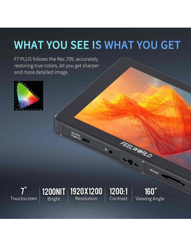 Monitor de Campo FEELWORLD F7 Plus 7" 1200nit HDMI 4K