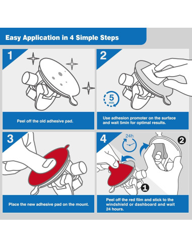 Almohadillas Adhesivas Tapsi 4pcs 80mm y 23mm para Soportes
