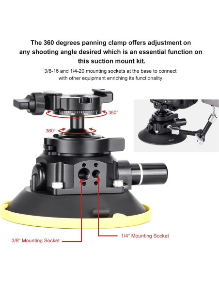 Soporte de Ventosa SUNWAYFOTO BS-01 para Cámara DSLR y GoPro