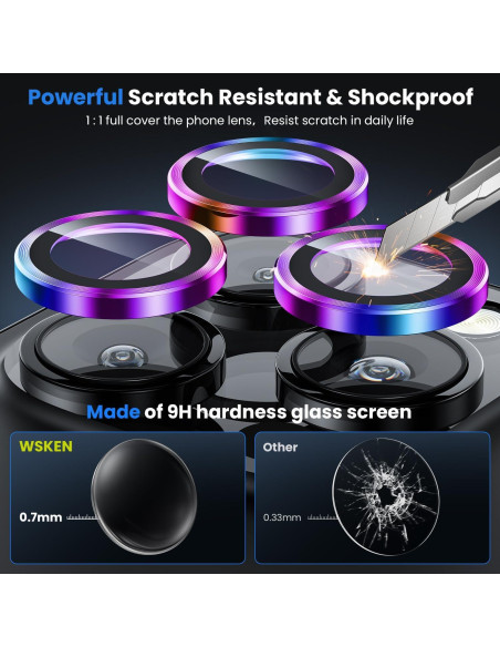 Protector de Lente de Cámara WSKEN para iPhone 16 Pro Max - Cristal Templado 9H