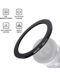 Juego de 9 Anillos Reductores de Aluminio SHEYOU 82-40.5mm 2