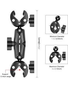 Abrazadera Doble PULUZ Ajustable para Cámara de Acción 2