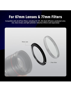 Adaptador de anillo de paso NEEWER 67-77mm con paño de limpieza 2
