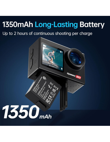 Cámara de Acción 4K Hiicam Speed10 20MP Pantalla Táctil EIS