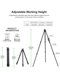 Trípode Profesional FANAUE de Fibra de Carbono 24kg 2