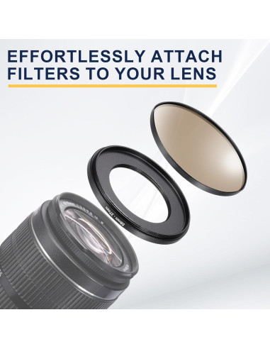 Adaptador de Anillo de Paso PATIKIL 72mm a 82mm Negro