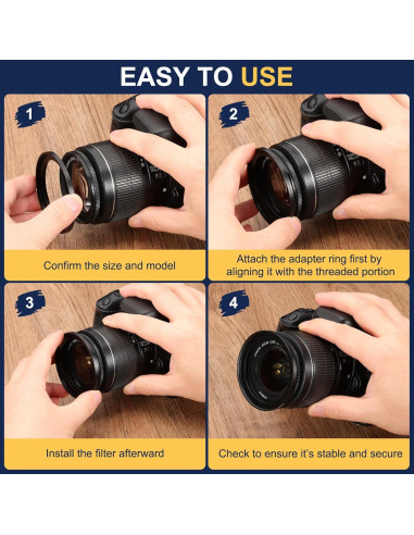 Adaptador de Anillo de Paso PATIKIL 72mm a 82mm Negro