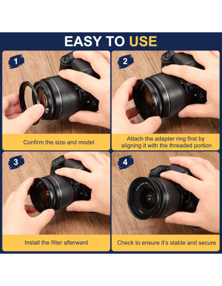 Adaptador de Anillo de Paso PATIKIL 72mm a 82mm Negro