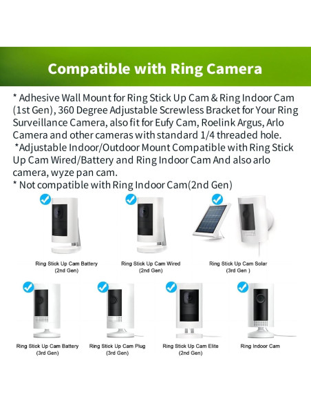 Soporte Adhesivo Universal para Cámara Ring y Eufy - 360