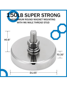 Imán Redondo Neodimio Flutesan 4 Piezas 68kg M6 2