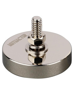 Base Magnética Redonda Neodimio 150kg 1/4" Macho 2 Pcs