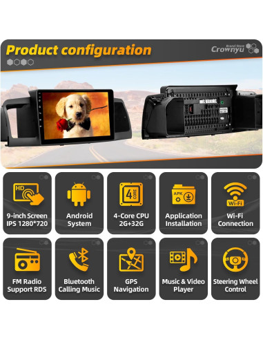 Radio Android 12 CROWNYU para Toyota Corolla 2004-2008 9"