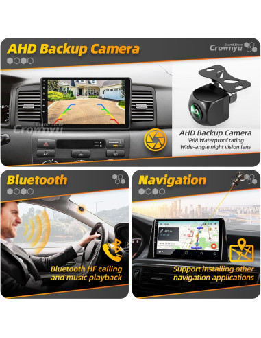 Radio Android 12 CROWNYU para Toyota Corolla 2004-2008 9"