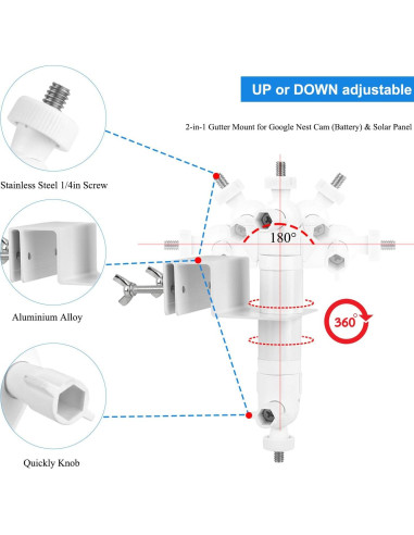 Soporte de canalón 2 en 1 LOOKZOZO para cámaras y paneles solares