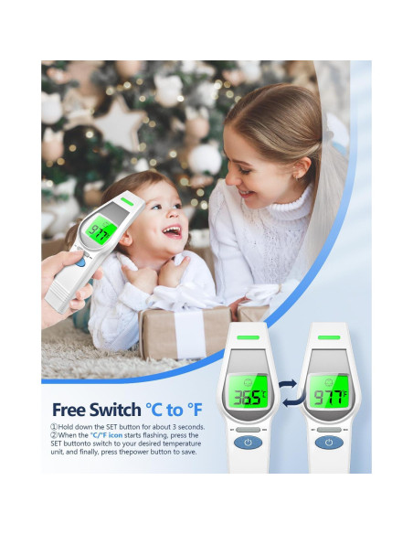 Termómetro Digital Infrarrojo HealthTree 2 en 1 Sin Contacto