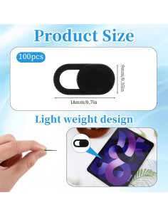 100 Cubiertas de Webcam Deslizantes QfwdfcTrenz Negros 0.058 cm 2