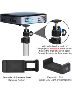 Trípode Ajustable para Mini Proyector y Teléfono - Aluminio 2
