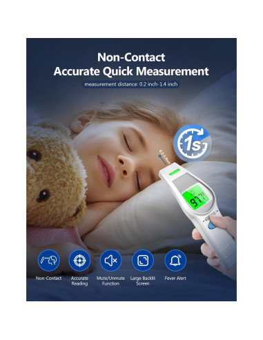 Termómetro Digital Infrarrojo HealthTree 2 en 1 Sin Contacto