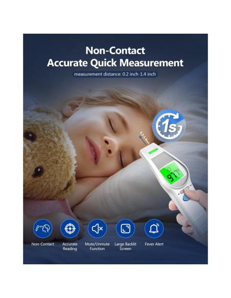 Termómetro Digital Infrarrojo HealthTree 2 en 1 Sin Contacto