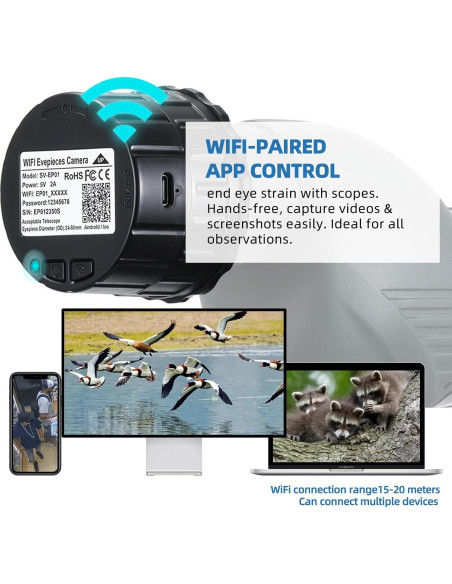 Cámara de Ocular WiFi YWLL SV-EP01 2.5K para Telescopios y Microscopios