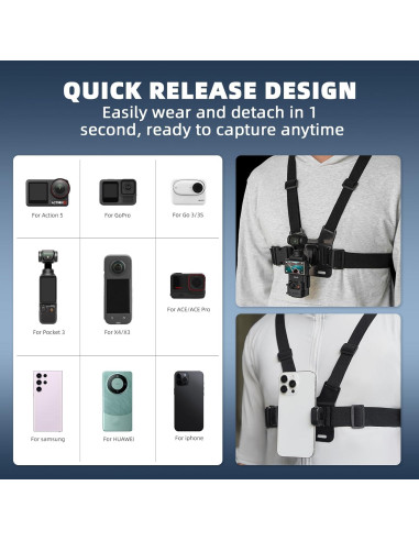 Soporte de Pecho BRDRC para DJI Osmo Pocket 3 y GoPro