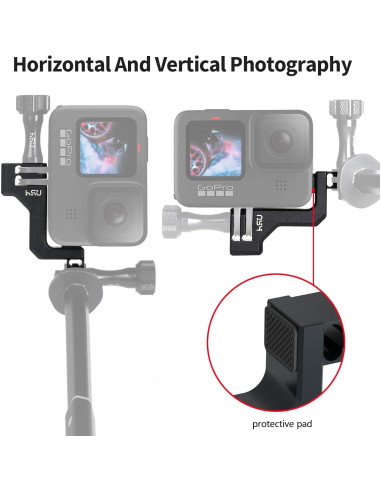 Adaptador Codo Vertical Aluminio HSU para GoPro Hero 9-13