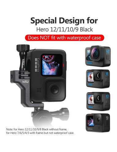 Adaptador Codo Vertical Aluminio HSU para GoPro Hero 9-13