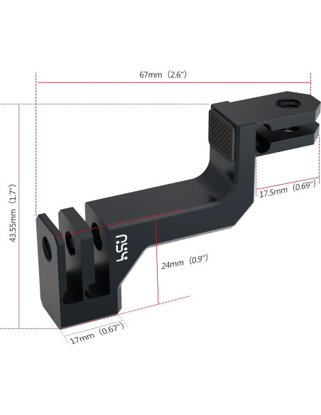 Adaptador Codo Vertical Aluminio HSU para GoPro Hero 9-13
