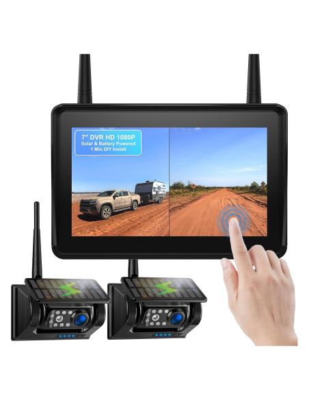 Cámara de Respaldo Solar Fookoo 7" Inalámbrica HD 1080P