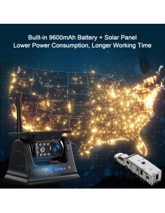 Cámara de Respaldo Solar Fookoo 7" Inalámbrica HD 1080P 2