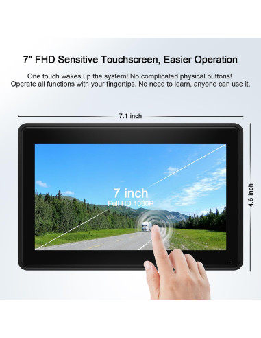 Cámara de Respaldo Solar Fookoo 7" Inalámbrica HD 1080P