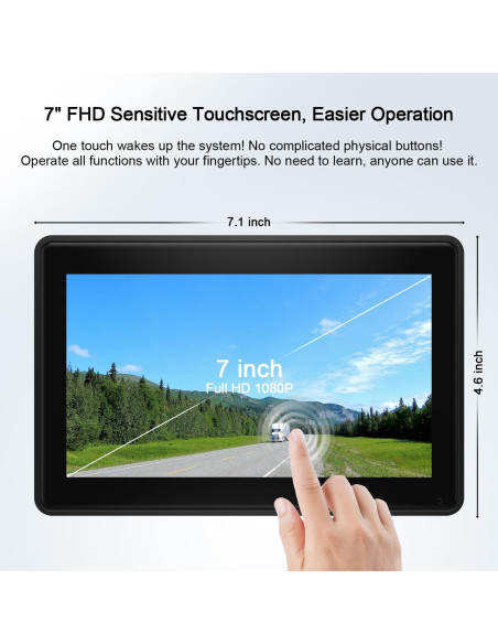 Cámara de Respaldo Solar Fookoo 7" Inalámbrica HD 1080P