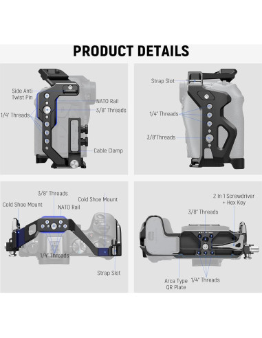Jaula de Cámara NEEWER para Canon R8 - Aluminio, Ligera y Segura