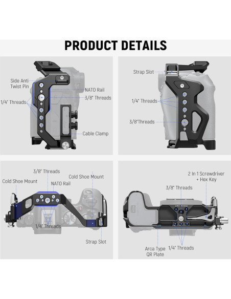 Jaula de Cámara NEEWER para Canon R8 - Aluminio, Ligera y Segura