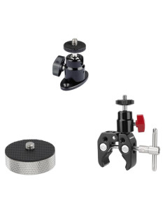 Cabezal de Bola Mini CAMVATE 1/4"-20 con Adaptador y Abrazadera