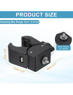 Abrazadera de Resorte PATIKIL 1/4" Macho Metal Negro 6 cm 2