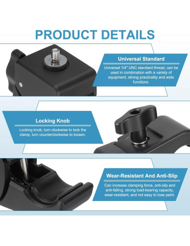 Abrazadera de Resorte PATIKIL 1/4" Macho Metal Negro 6 cm