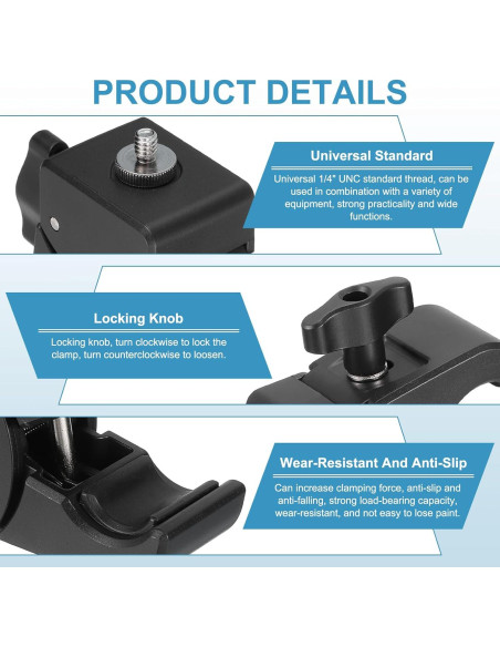 Abrazadera de Resorte PATIKIL 1/4" Macho Metal Negro 6 cm