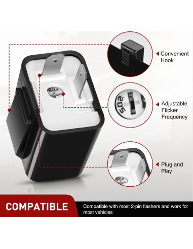 Relé Intermitente Electrónico Nilight 2 Pines 12V Ajustable