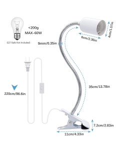 Portalámparas de Clip FEYAIM 2PCS Flexibles Luz Nocturna 2